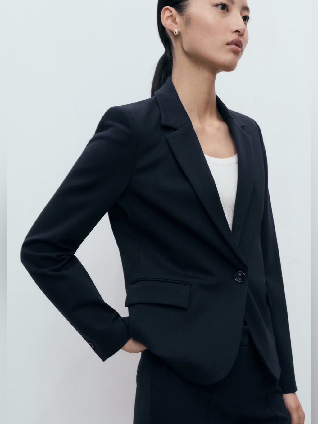 Nwt Mango Fitted Suit Blazer In Navy